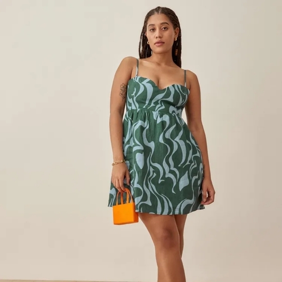 Reformation Martin Linen Dress in Mirage size 0 NWT - Picture 4 of 11